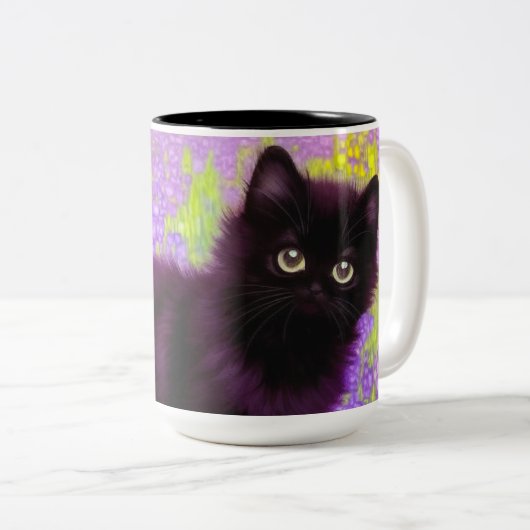 Gustav Klimt Black Kitten Zweifarbige Tasse (VorderseiteRechts)