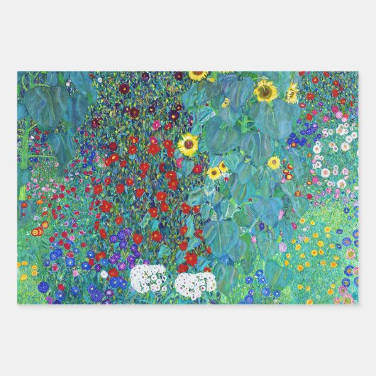 Gustav Klimt, Blume und Blüten Geschenkpapier Set (Vorderseite)