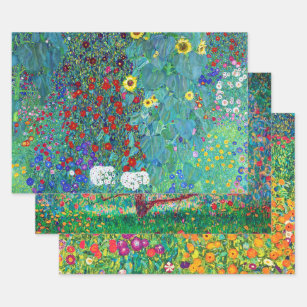 Gustav Klimt, Blume und Blüten Geschenkpapier Set