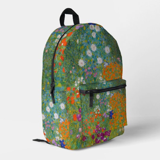 Gustav Klimt - Blumengarten Bedruckter Rucksack (Rückseitige Ecke links)