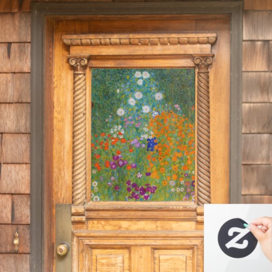 Gustav Klimt - Blumengarten Fensteraufkleber (Haustür)