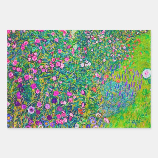 Gustav Klimt, Blumengarten Geschenkpapier Set (Vorderseite)