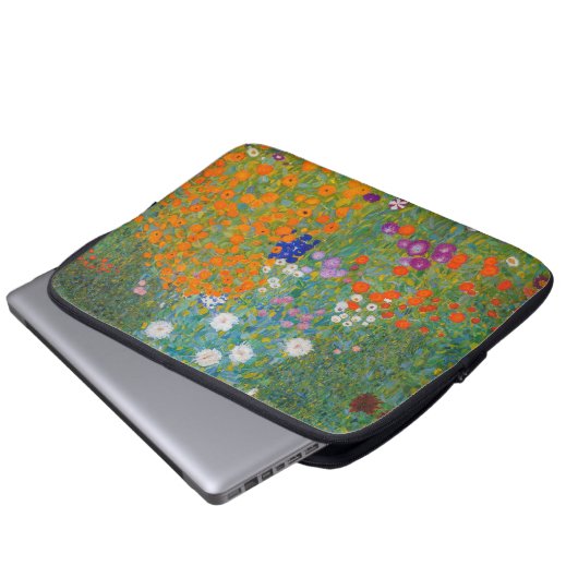 Gustav Klimt - Blumengarten Laptopschutzhülle (Vorne Knopf)
