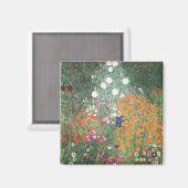 Gustav Klimt Blumengarten Magnet (Vorderseite/Rückseite)