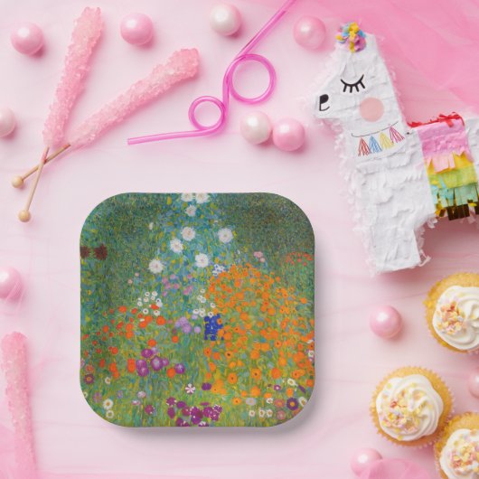 Gustav Klimt - Blumengarten Pappteller (Party)