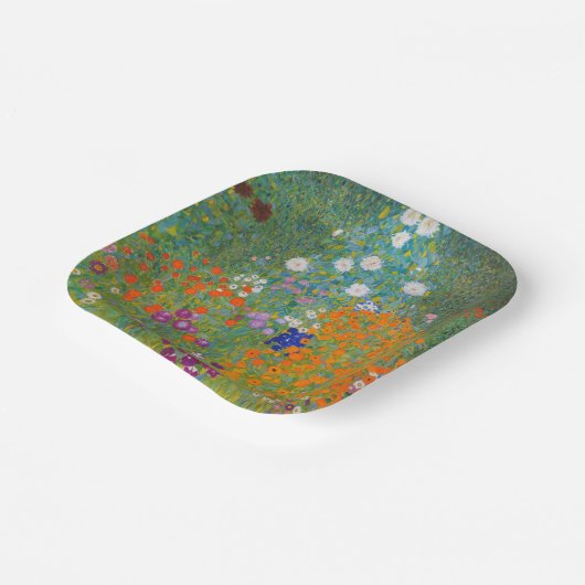 Gustav Klimt - Blumengarten Pappteller (Gewinkelt)