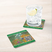Gustav Klimt - Blumengarten QR-Code Rechteckiger Pappuntersetzer (Vor Ort)