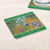 Gustav Klimt - Blumengarten QR-Code Rechteckiger Pappuntersetzer (angewinkelt)