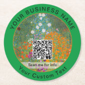 Gustav Klimt - Blumengarten QR-Code Runder Pappuntersetzer (Vorderseite)