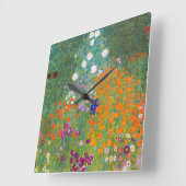 Gustav Klimt: Blumengarten Quadratische Wanduhr (Winkel)