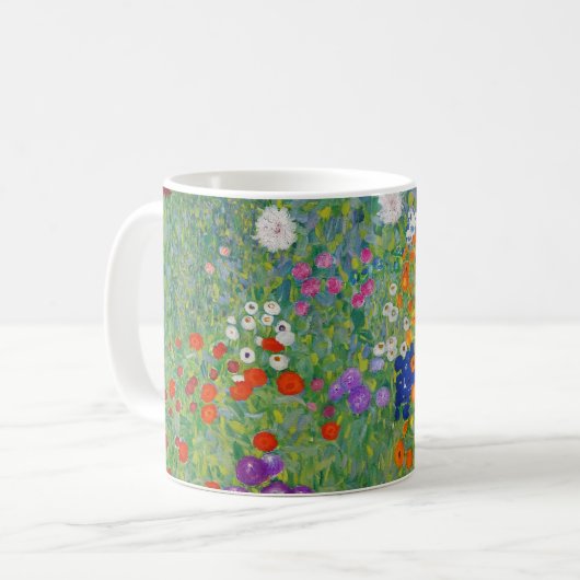 Gustav Klimt Blumengarten Vintag Jugendstil Kaffeetasse (Vorderseite Links)