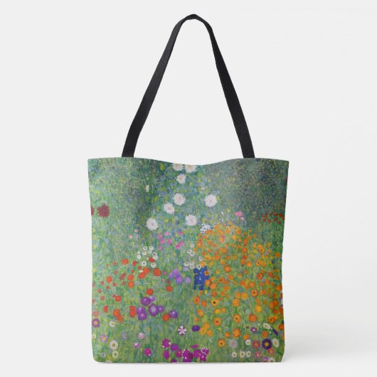 Gustav Klimt Blumengarten Vintag Jugendstil Tasche (Rückseite)
