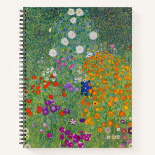 Gustav Klimt Blumengarten Vintage Art Nouveau Notizblock