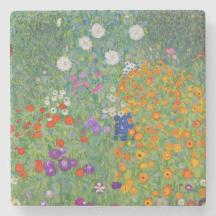 Gustav Klimt Blumengarten Vintage Art Nouveau Steinuntersetzer