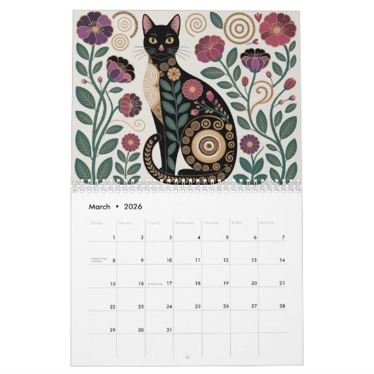 Gustav Klimt Cats 2026 Wall Calendar – Art Nouveau Kalender (Mär 2026)