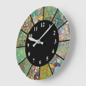 Gustav Klimt Clock Blaue Grüne Blume Muster Große Wanduhr (Winkel)