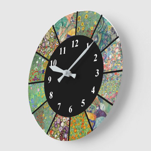 Gustav Klimt Clock Blaue Grüne Blume Muster Große Wanduhr (Winkel)