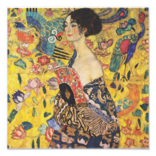 Gustav Klimt Dame mit Fächer Art Nouveau Gemälde Fotodruck