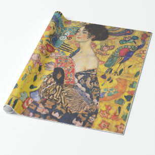 Gustav Klimt Dame mit Fächer Art Nouveau Gemälde Geschenkpapier