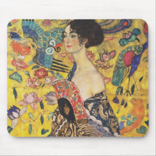 Gustav Klimt Dame mit Fächer Art Nouveau Gemälde Mousepad