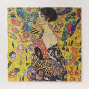 Gustav Klimt Dame mit Fächer Art Nouveau Gemälde Puzzle
