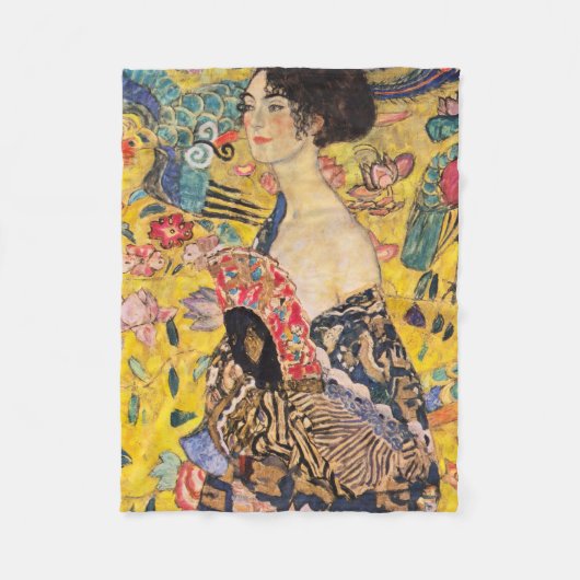 Gustav Klimt - Dame mit Fächer Fleecedecke (Vorderseite)
