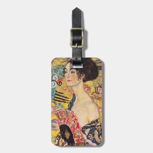 Gustav Klimt - Dame mit Fächer Gepäckanhänger (Vorderseite vertikal)