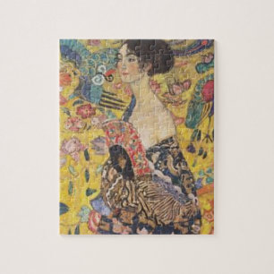 Gustav Klimt - Dame mit Fächer Malerei Puzzle