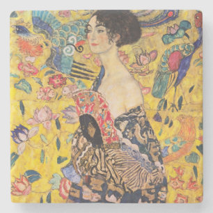 Gustav Klimt - Dame mit Fächer Steinuntersetzer