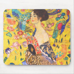 Gustav Klimt Dame mit Fächer vintage Art Nouveau Mousepad