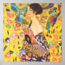 Gustav Klimt Dame mit Fächer vintage Art Nouveau