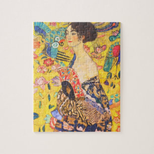 Gustav Klimt Dame mit Fächer vintage Art Nouveau Puzzle