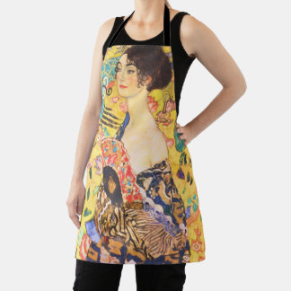 Gustav Klimt Dame mit Fächer vintage Art Nouveau Schürze