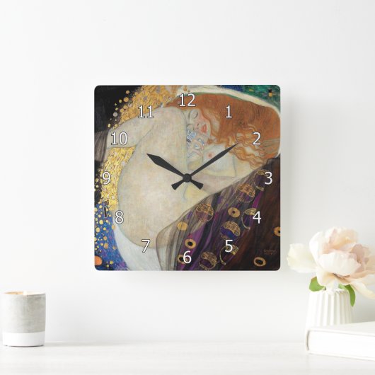 Gustav Klimt - Danae Quadratische Wanduhr (Zuhause)