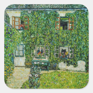 Gustav Klimt - Das Haus Guardaboschi Quadratischer Aufkleber
