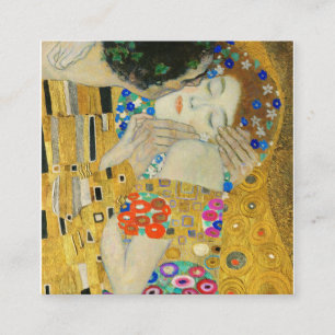 Gustav Klimt Das Kiss Faces Detail Gemälde Quadratische Visitenkarte