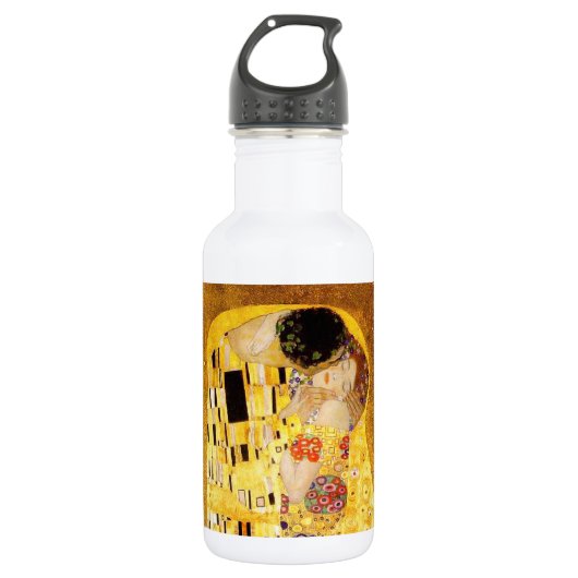 Gustav Klimt Das klassische Kiss-Gemälde Edelstahlflasche (Vorderseite)