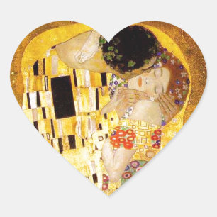 Gustav Klimt Das klassische Kiss-Gemälde Herz-Aufkleber