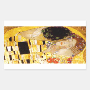 Gustav Klimt Das klassische Kiss-Gemälde Rechteckiger Aufkleber