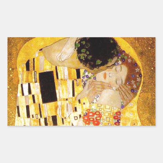 Gustav Klimt Das klassische Kiss-Gemälde Rechteckiger Aufkleber (Vorderseite)