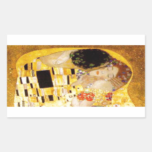 Gustav Klimt Das klassische Kiss-Gemälde Rechteckiger Aufkleber