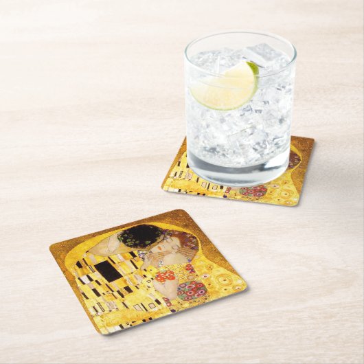Gustav Klimt Das klassische Kiss-Gemälde Rechteckiger Pappuntersetzer (Vor Ort)