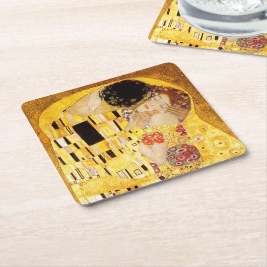 Gustav Klimt Das klassische Kiss-Gemälde Rechteckiger Pappuntersetzer (angewinkelt)