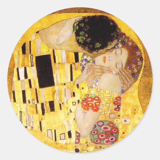 Gustav Klimt Das klassische Kiss-Gemälde Runder Aufkleber (Vorderseite)