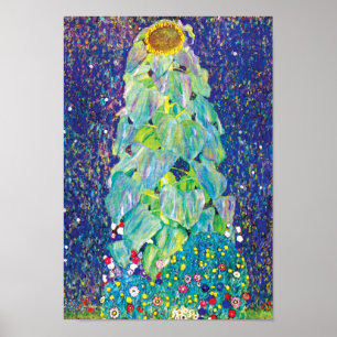 Gustav Klimt - Das Sonnenblumen Feinmalerei Gemäld Poster