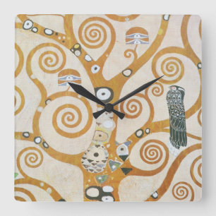 Gustav Klimt Der Baum Des Lebens Art Nouveau Quadratische Wanduhr
