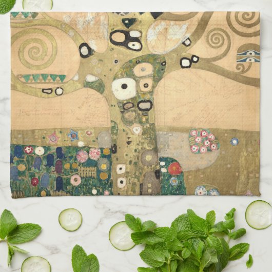 Gustav Klimt - Der Baum des Lebens, Stoclet Frieze Geschirrtuch (Gefaltet)