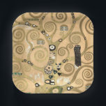 Gustav Klimt - Der Baum des Lebens, Stoclet Frieze Pappteller<br><div class="desc">The Tree of Life,  Stoclet Frieze,  zentraler Teil der links Tafel - Gustav Klimt,  Pappe,  1909</div>