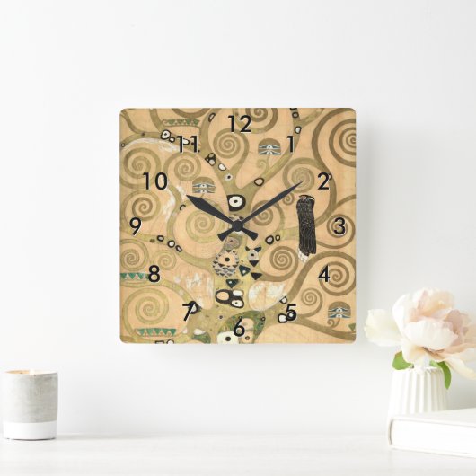 Gustav Klimt - Der Baum des Lebens, Stoclet Frieze Quadratische Wanduhr (Zuhause)