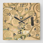 Gustav Klimt - Der Baum des Lebens, Stoclet Frieze Quadratische Wanduhr (Vorderseite)